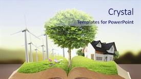  Presentation with tree of life growing - Cool new slide deck with school land - book of nature with grass backdrop and a sky blue colored foreground