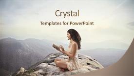  Presentation with mountain top - PPT theme enhanced with school land - brown girl reading a book background and a cream colored foreground