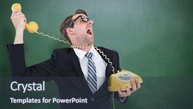  Presentation with green chalkboard - Cool new PPT theme with school land - geeky businessman being strangled backdrop and a tawny brown colored foreground