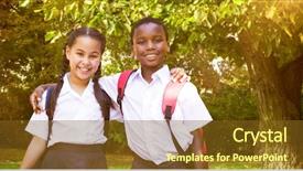  Presentation with white pigeon against the blue - Cool new PPT layouts with school land - portrait of students against white backdrop and a  colored foreground