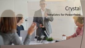  Presentation with economics - Audience pleasing PPT layouts consisting of school leadership - teacher giving economics class using backdrop and a soft green colored foreground