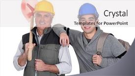  Presentation with apprentice - Audience pleasing PPT layouts consisting of educational gap - experienced tradesman posing with his backdrop and a light gray colored foreground