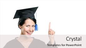  Presentation with attention - PPT theme featuring school leavers - graduating student in black academic background and a sky blue colored foreground