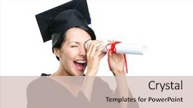  Presentation with certificate - Slide deck enhanced with school leavers - graduating student keeps certificate background and a soft green colored foreground