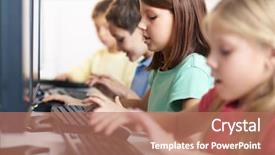  Presentation with computer - PPT theme enhanced with beautiful thai girl in thai background and a gray colored foreground