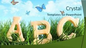  Presentation with abc - Audience pleasing theme consisting of school life - abc letters in the grass backdrop and a cool aqua colored foreground