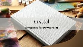 Presentation with notebook - Beautiful slide set featuring school logo - beautiful notebook paints and brushes backdrop and a light gray colored foreground