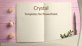  Presentation with notepad - Colorful presentation enhanced with school logo - blank opened notepad on pink backdrop and a cream colored foreground