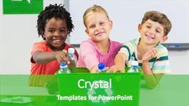  Presentation with bottle - Beautiful theme featuring school logo - portrait of kids holding recycled backdrop and a shamrock green colored foreground