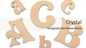  Presentation with white letters - Theme consisting of school logo - wooden letters isolated at white background and a lemonade colored foreground