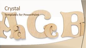  Presentation with white letters - Slides having school logo - wooden letters isolated at white background and a cream colored foreground