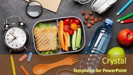  Presentation with school lunch - Presentation featuring school-lunch-box-and-education background and a tawny brown colored foreground