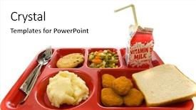  Presentation with school lunch - PPT theme with school lunch tray on white background and a white colored foreground