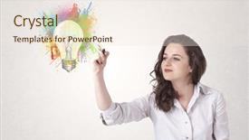  Presentation with light colors for solid waste - Theme with school management - young lady drawing a colorful background and a sky blue colored foreground