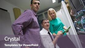  Presentation with computer network - Amazing presentation theme having school management system - business people group network engeneers backdrop and a gray colored foreground