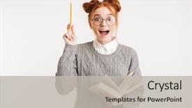  Presentation with school - Presentation consisting of school nerd girl holding book background and a light gray colored foreground