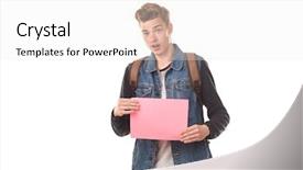  Presentation with blank - PPT theme consisting of school news - portrait of schoolboy posing background and a white colored foreground