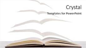  Presentation with apple on open books - Presentation with school newspaper - open flying books background and a white colored foreground