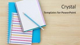  Presentation with notebook - Beautiful PPT layouts featuring school notebooks and pencil closeup backdrop and a lemonade colored foreground