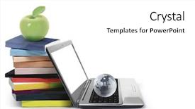  Presentation with books - Slide set consisting of nutrition college - books and laptop isolated background and a white colored foreground