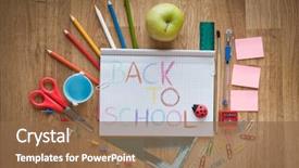  Presentation with gear - Theme having school objects - photo of office and student background and a tawny brown colored foreground