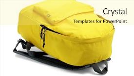  Presentation with abstract yellow gold and white - Presentation theme consisting of school objects - yellow backpack lying on white background and a blonde colored foreground