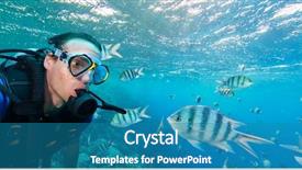  Presentation with fish ocean - Slide set enhanced with school of fish with man background and a teal colored foreground