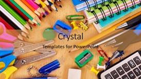  Presentation with school zombie - Amazing presentation theme having school office supplies on board backdrop and a yellow colored foreground