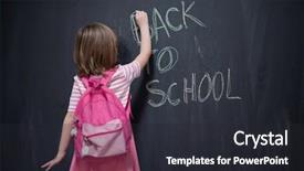  Presentation with black child - Cool new PPT theme with school on black chalkboar backdrop and a wine colored foreground