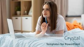  Presentation with student writing - Slide deck consisting of school-online-education-and-e background and a lemonade colored foreground