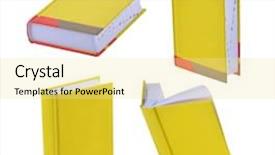  Presentation with books - Audience pleasing PPT theme consisting of school pamphlets - books on white background backdrop and a blonde colored foreground