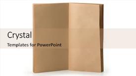  Presentation with brown paper history - Amazing presentation design having school pamphlets - brown paper booklet standing pages backdrop and a coral colored foreground