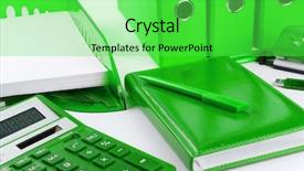  Presentation with office life - Audience pleasing theme consisting of green office stationery still life backdrop and a seafoam green colored foreground