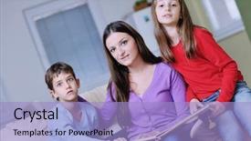  Presentation with new home - Cool new presentation with school photo album - young mother read book backdrop and a  colored foreground