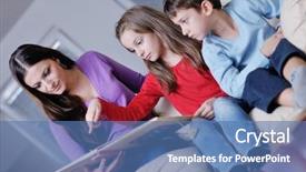  Presentation with reading for kids - Cool new theme with school photo album - young mother read book backdrop and a  colored foreground