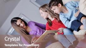  Presentation with reading for kids - Colorful slide deck enhanced with school photo album - young mother read book backdrop and a  colored foreground