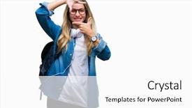  Presentation with student - Colorful PPT theme enhanced with school photo composite - young beautiful blonde student woman backdrop and a white colored foreground