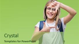  Presentation with smart - Presentation theme having school photo composite - young beautiful smart student girl background and a  colored foreground