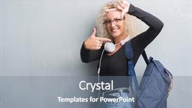  Presentation with open bible over grunge sandstone - Amazing presentation design having school photo composite - young blonde woman over grunge backdrop and a  colored foreground