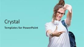  Presentation with student - PPT theme enhanced with school photo composite - young brunette student girl wearing background and a  colored foreground