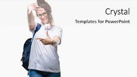  Presentation with young college student diagnosis of sti - PPT theme having school photo composite - young brunette student girl wearing background and a  colored foreground