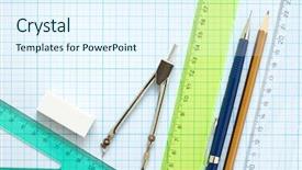  Presentation with tools - Audience pleasing slides consisting of school planning - drawing tools background backdrop and a sky blue colored foreground