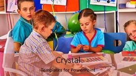  Presentation with play dough - Colorful slide set enhanced with school plasticine for children mold backdrop and a coral colored foreground