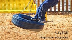  Presentation with swing - Cool new presentation theme with school playground - boy on tire swing backdrop and a  colored foreground