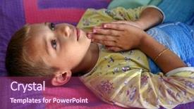  Presentation with kneel praying - Slides featuring school prayer time - young boy laying in bed background and a violet colored foreground
