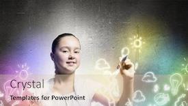  Presentation with marker - Amazing presentation theme having school pretty girl drawing sketches with marker backdrop and a lemonade colored foreground