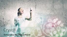  Presentation with marker - Theme featuring school pretty girl drawing sketches with marker background and a light blue colored foreground