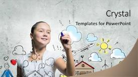  Presentation with pretty girl - Slide set enhanced with school pretty girl drawing sketches background and a light gray colored foreground