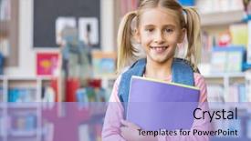  Presentation with cute - Beautiful PPT theme featuring school pride - portrait of cute blonde girl backdrop and a light blue colored foreground