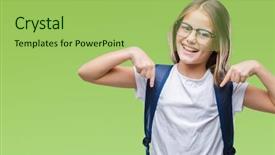  Presentation with smart - Presentation theme featuring school pride - young beautiful smart student girl background and a yellow colored foreground